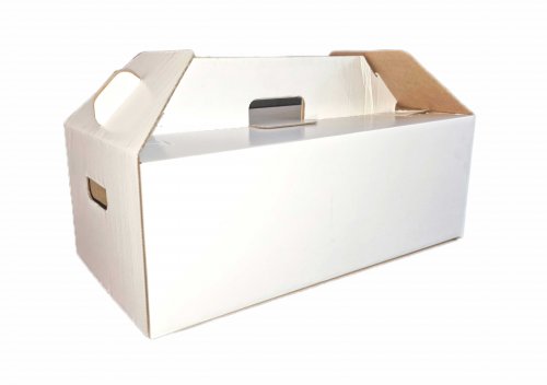 G/Box Strong Hamper Style Box with integral handle and side hand holes.: Size - 465 x 240 x 160mm: Test