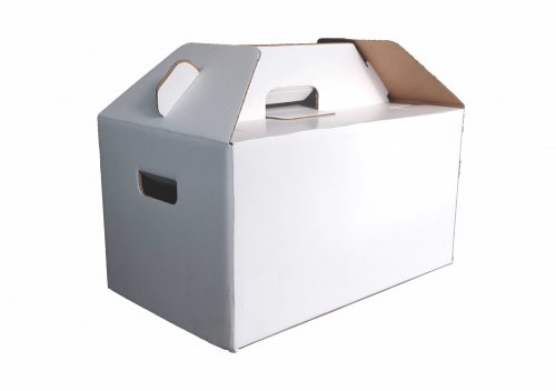 XLT - Extra Large Box - Large hamper style box with integral handle and side hand holes.: 410 x 300 x 270mm: 150 (Half Pallet) - £2.68 per box